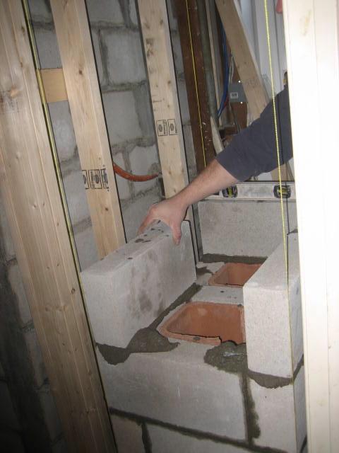 Building the two-flue chimney